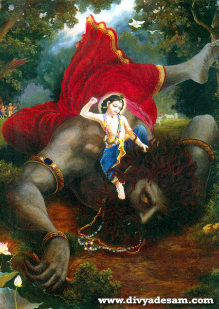 Sri Krishna killing Pralambhasuran