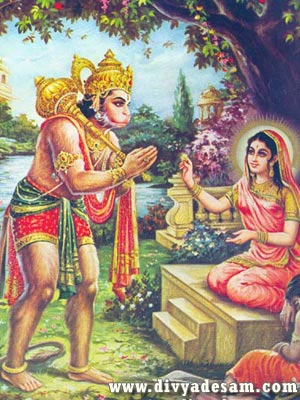 Sita Piratti giving Kanaiyazhi to Hanuman