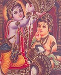 Sri Krishnar and Sri Balaramar eating butter