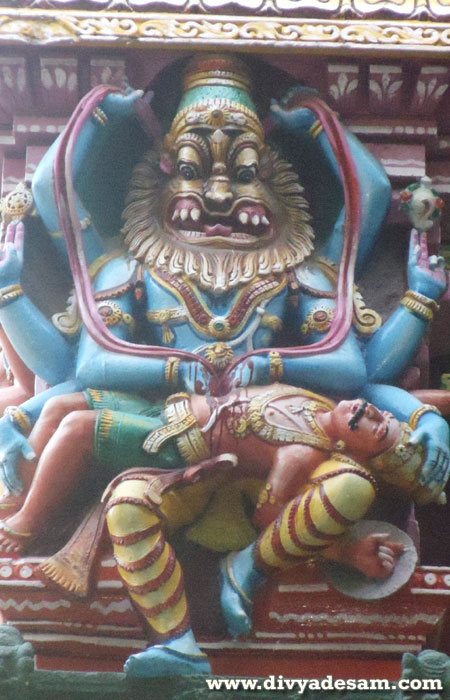 Sri Ugra Narasimhar on the Gopuram of Madurai Sri Meenakshi Amman Temple