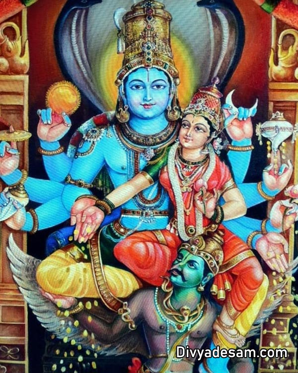 Sri Vishnu and Lakshmi on Garuda